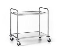 Forgast Chariot de Service | Acier Inoxydable | 2 étagères | Dimensions 86x54x94 cm | Chariot de Transport | Desserte de Cuisine sur roulettes | Cadre en Acier | pour Restaurant, hôtel, école
