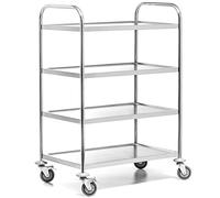 Forgast Chariot de Service | Acier Inoxydable | 4 étagères | Dimensions 85x53x80 cm | Chariot de Transport | Desserte de Cuisine sur roulettes | Cadre en Acier | pour Restaurant, hôtel, école