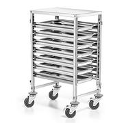 Forgast Chariot de Service | Acier Inoxydable | pour 7 plaques GN 1/1 | Dimensions 38x55x95 cm | Chariot de Transport | Desserte de Cuisine sur roulettes | Cadre en Acier pour Restaurant, hôtel