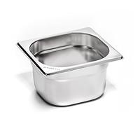 Forgast Conteneur en Acier inoxydable | Format GN 1/6 | Dimensions 17,6x16,2x6,5 cm | Récipient gastronorme | pour plats chauds, salades | Facile à nettoyer | Lavable au lave-vaisselle