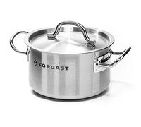 FORGAST Marmite Induction Inox avec Couvercle 32L 40cm Faitout | Tous Feux, Fond Sandwich 5mm, Poignées Rivetées. Casserole Professionnelle pour Soupes et Ragoûts. Lavable Lave-Vaisselle.