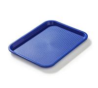 Forgast Plateau de Service 35x25cm Bleu Plastique Robuste | Idéal pour Restauration Rapide et Cantine, Bords Arrondis, Plateau Repas Facile à Nettoyer, Lavable au Lave-Vaisselle