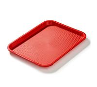 Forgast Plateau de Service 35x25cm Rouge Plastique Robuste | Idéal pour Restauration Rapide et Cantine, Bords Arrondis, Plateau Repas Facile à Nettoyer, Lavable au Lave-Vaisselle