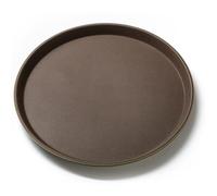 Forgast Plateau de service rond, diamètre 45 cm, plastique avec surface en caoutchouc antidérapant, plateau décoratif, plateau de serveur pour restaurant, buffet, couleur marron et vert