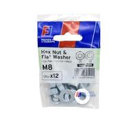 Forgefix Écrou et rondelle M8 ForgePack 12, plaqué zinc brillant pour une meilleure résistance à la corrosion