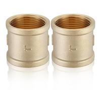 Forhandy Lot de 2 manchons en laiton 1" - Double manchon - Raccord 1" IG/IG - Filetage intérieur - Raccord en laiton - Adaptateur pour raccord de tuyau