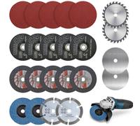Forhandy Lot de 23 disques à tronçonner et disques à lamelles de 75 mm - Alésage de 10 mm - Disques flexibles professionnels pour mini meuleuse d'angle - 6 types de disques à tronçonner en métal et