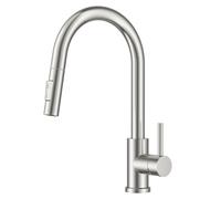 FORIOUS Robinet Cuisine, Mitigeur Cuisine Douchette, Pivotant à 360° d'Évier à Arc Élevé Pulvérisateur Escamotable 2 Modes, Acier Inoxydable