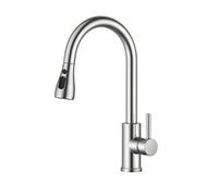 FORIOUS Robinet Cuisine, Mitigeur Cuisine, Pivotant à 360° d'Évier à Arc Élevé Pulvérisateur Escamotable 2 Modes, Acier Inoxydable