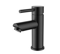 FORIOUS Robinet de Salle de Bain, Mitigeur Lavabo Compact en Inox | Hauteur de Bec de 85 MM, Mitigeur Monocommande, Eau Froide et Chaude, Aérateur,Noir
