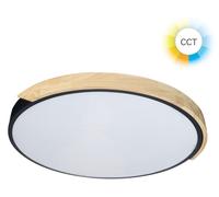 Forlight - Plafonnier LED dimmable de 64 W pour l'intérieur, design moderne en acier noir et bois, lumière réglable de 3000 K à 6000 K, diamètre 600 mm, idéal pour les plafonds bas et les grandes pièc