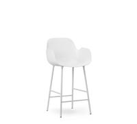 Form Tabouret de Bar avec Dossier et Accoudoirs H65 cm Blanc/ Acier Blanc