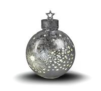 formano Boule décorative Frosty - 30 cm - Avec lumière LED - Minuterie - Décoration de Noël - Étagère - Minuterie 6h/18h - Boule de Noël à poser - Argenté