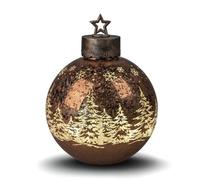 formano Boule décorative Frosty marron 30 cm avec lumière LED, minuteur, décoration de Noël, étagère, minuterie 6h/18h, boule de Noël à poser