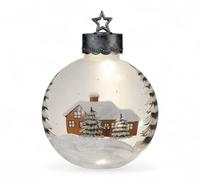 formano Boule décorative LED XXL - 30 cm - Décoration d'hiver - Boule en verre - Minuterie - 6 h/18 h - Fonctionne avec piles - Décoration de Noël pour table, étagère, rebord de fenêtre