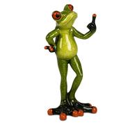 formano Figurine de grenouille 16 x 8 cm - Sculpture amusante en pierre artificielle avec geste de doigt de salle de bain - Idée cadeau humoristique et décoration élégante pour salon, bureau ou jardin
