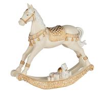 formano Figurine décorative de cheval à bascule peinte à la main avec relief doré 30 cm