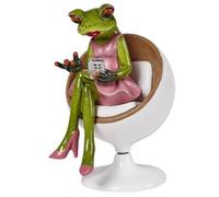 formano Figurine décorative en forme de grenouille avec téléphone portable dans un fauteuil pivotant 15 cm peinte à la main