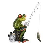 Formano ~ Grenouille Pêcheur Assis ~ Figurine Décoration Ornement Figurine ~ Vert