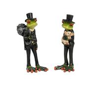 formano Lot de 2 figurines de grenouille amusantes porte-bonheur 18 cm peintes à la main - Décoration amusante en pierre artificielle - Idée cadeau de qualité supérieure et décoration d'intérieur