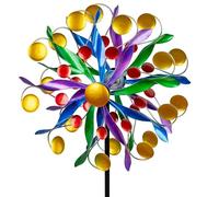 formano Moulin à vent coloré pour jardin - En métal - Ailes multicolores - Roulement à billes - Diamètre : 30/123 cm - Avec piquet de jardin solide - Décoration de jardin résistante aux intempéries