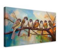 format standard décoration moderne tableau mural Oiseaux sur une branche Nature 80x40 cm