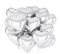Forme de Coeur Ballons,30 pcs Ballon Coeur argent,Ballon Coeur,Ballons de Fleuret,pour Anniversaire,Mariage,Saint Valentin, Douche de bébé,décoration de fête de Noël(argent)