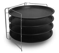 FORMEGOLOSE, Set de 4 plaques à pizza Ø 32 cm + 1 grille à poêles, Acier avec revêtement antiadhésif, Noir, Model B