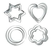 Formes de découpe pour biscuits en acier inoxydable de 12 pièces, mini emporte-pièces de formes géométriques variées en cœur, étoile, fleur pour pâte, tarte, pâtisserie