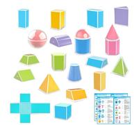 Formes géométriques | 20 pièces pliables de perspective éducative - Blocs d'enseignement de motifs pour la salle de classe - Pour , enseignants, élèves, parents, école préscolaire