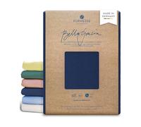 Formesse Bella Gracia Drap-Housse en Jersey 140 x 190-160 x 220 cm - Jusqu'à 25 cm de Hauteur - 97% Coton Compact - Fabriqué en Allemagne - Drap de lit avec élasthanne - Couleur Bleu Marine