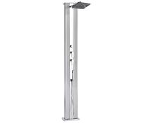 Formidra - Douche Hybride Dada Straight 40L - DS-D463AX - Douche Extérieure avec Raccords Eau Chaude/Froide, Douchette Amovible et Pomme de Douche Anti-calcaire - Inox - 32.4x14x228cm