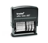 Formulaire de timbre à date Trodat Printy 4817, auto-encreur, avec 12 textes commerciaux en allemand, encre noire.