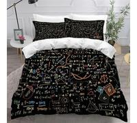 Formule Mathématique Housse de Couette 160x200 Parures de Lit 1 Personne Imprimé 3D Microfibre Douce Style Moderne Housses Couette avec 2 Taies d'oreiller et Fermeture Éclair k.4736