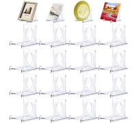 Forreen Support de Présentation Réglable, 16 Pièces Porte-Assiettes Plastique Acrylique Transparent Supports de Plaque Mini Chevalets pour Menu, publicité, Assiette, Photo