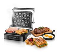 FORSMANO Gril de contact 2 en 1, 1800W gril à steak, gril à panini, anti-adhésif, plaques amovibles, température réglable, gril électrique, pour 2-3 personnes
