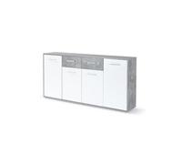 Möbelvertrieb FORTE Commode ANTUZA L 162,3 x H 88,1 x P 34,2 cm aspect béton Gris clair/blanc