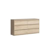 Forte Chelsea Commode Moderne à 6 tiroirs 150 x 160 cm, Buffet, pour Salon, Chambre à Coucher, décor en Bois de chêne Sonoma, 154 cm de Large x 79,9 cm de Haut x 42,2 cm de Profondeur