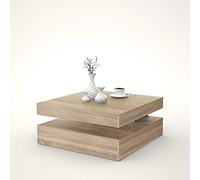 Möbelvertrieb FORTE Table basse CFTT4181-D30 plateau rotatif carré décor chêne 78x78x36 cm