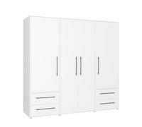 Möbelvertrieb FORTE - Armoire Jupiter 200 210 - 3 portes, 2 tiroirs, étagères - Blanc 206×59×200 cm
