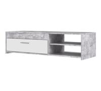 Forte Möbel Meuble TV en Bois Aspect béton Gris Clair/Blanc, l x H x P : 120 x 31,8 x 42,1 cm