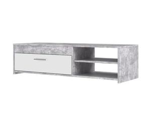 Forte Möbel Meuble TV en Bois Aspect béton Gris Clair/Blanc, l x H x P : 120 x 31,8 x 42,1 cm