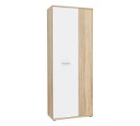 Forte Net106 Armoire à Chaussures avec 2 Portes, matériau à Base de Bois, chêne Sonoma + Blanc, 68,90 x 34,79 x 179,1 cm
