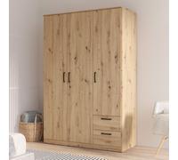 FORTE NIKO : Armoire de 122 cm, modèle scandinave avec 3 portes et 2 tiroirs