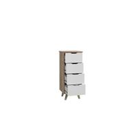 Forte Vankka Commode avec 4 Tiroirs, Matériau Dérivé du Bois, Lames de Chêne/Blanc, 45 x 108,7 x 42 cm