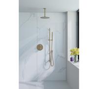 Fortifura Calvi Colonne de douche pluie - encastrable - ronde - thermostatique - bras mural - barre curseur - pomme 25cm - douchette stick - laiton brossé PVD SW706206/SW720555/SW720562/SW1183046/SW72