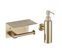 Fortifura Calvi ensemble d'accessoires de toilette - distributeur de savon - porte-rouleau - avec plateau - laiton brossé SW1183053/SW1111569