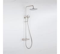 Fortifura Calvi Ensemble de douche de tête - thermostatique - douche de tête 25 cm - flexible lisse - douchette ronde - Acier inoxydable brossé PVD SW1159499 SW799447 SW728177