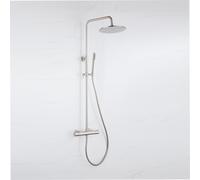 Fortifura Calvi Ensemble de douche de tête - thermostatique - douche de tête 30 cm - flexible lisse - douchette barre - Inox brossé PVD SW1159499 SW1139121 SW728177