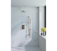 Fortifura Calvi Ensemble de douche encastrable - thermostatique - bras mural - barre curseur - pomme de douche 25cm - douchette stick - Laiton brossé PVD SW720562/SW720555/SW1159494/SW706206/SW767490/